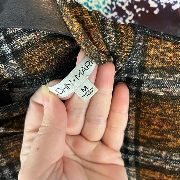 John Mark Plaid Mock Neck Zip Back Tunic Top Shirt Medium - Picture 2 of 6